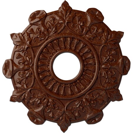 Ekena Millwork Preston Ceiling Medallion (Canopies up to 4"), 17 1/2"OD x 4"ID x 1"P, Burnished Mahogany Crackle CM17PRBMC